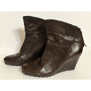 ASH •38/ US 7.5• Hidden Wedge Ankle Boots Rear Zip Brown Leather